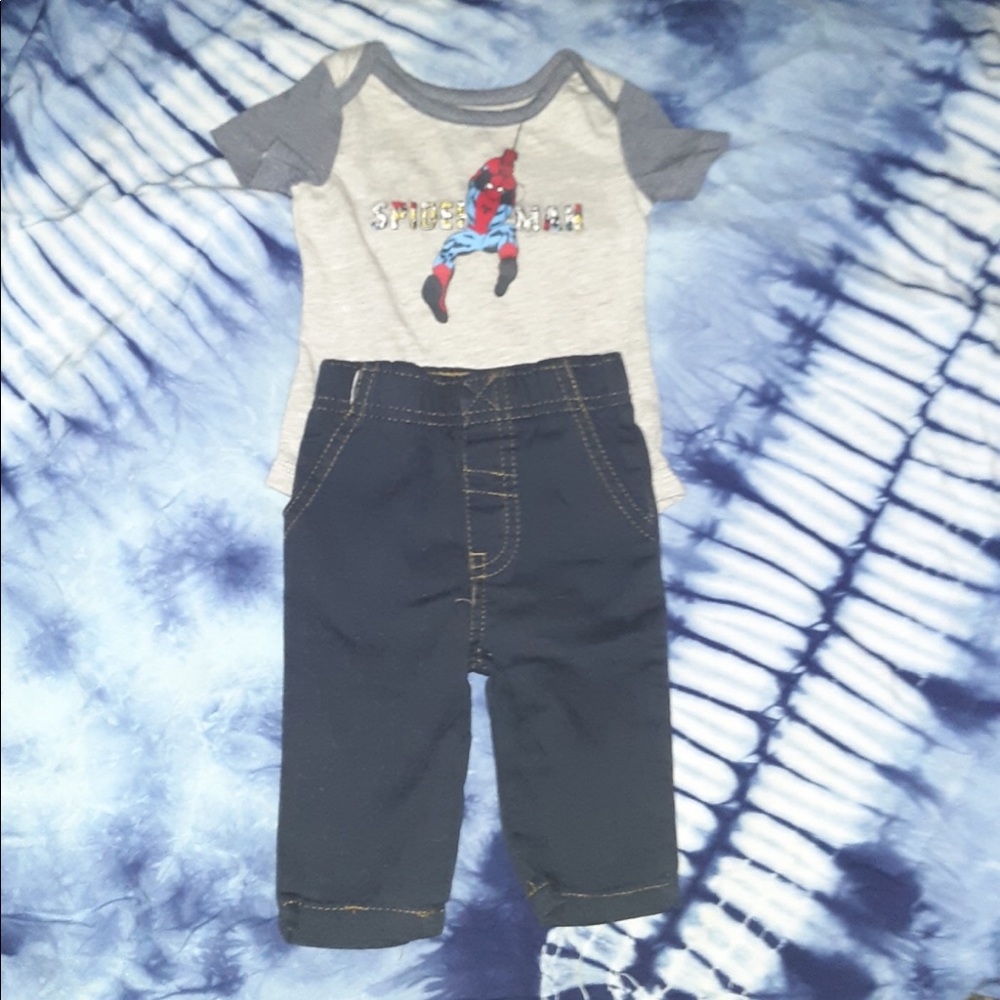 Spider-Man Onesie & Blue Pants 0-3m